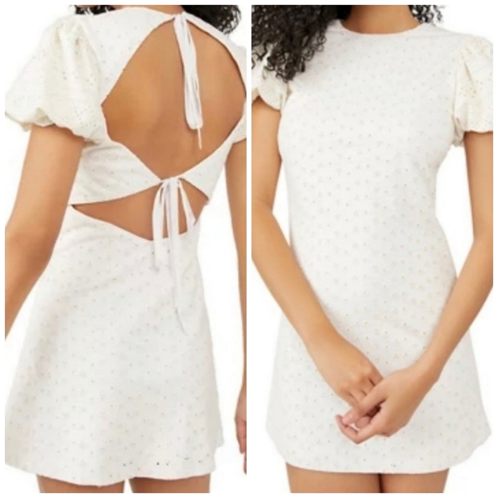 Free People Apricot Rose White Mini Dress Size Large NWT